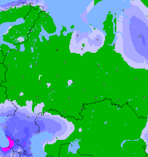 осадки (24 часа) Россия